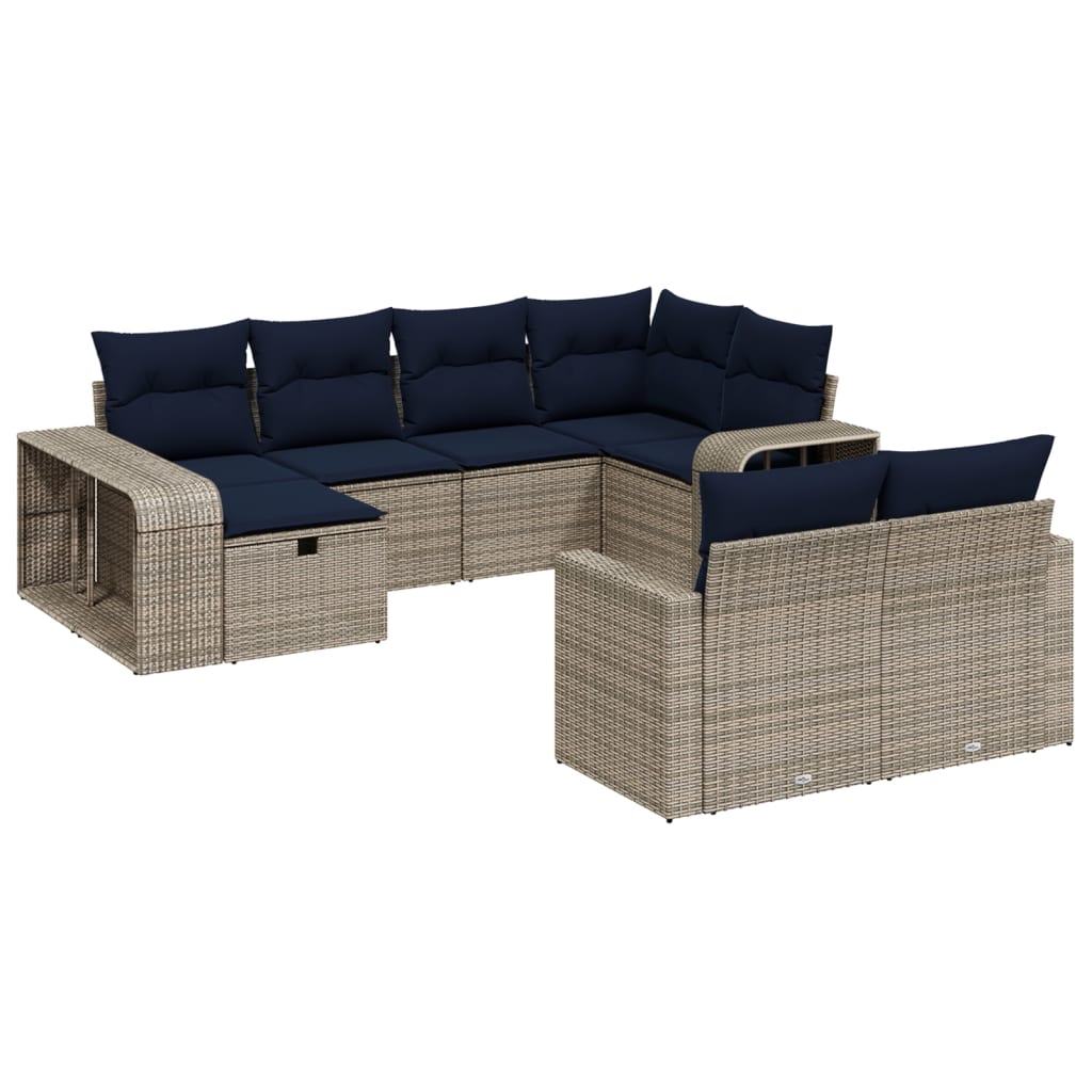 10 Piece Patio Sofa Set with Cushions Gray Poly Rattan