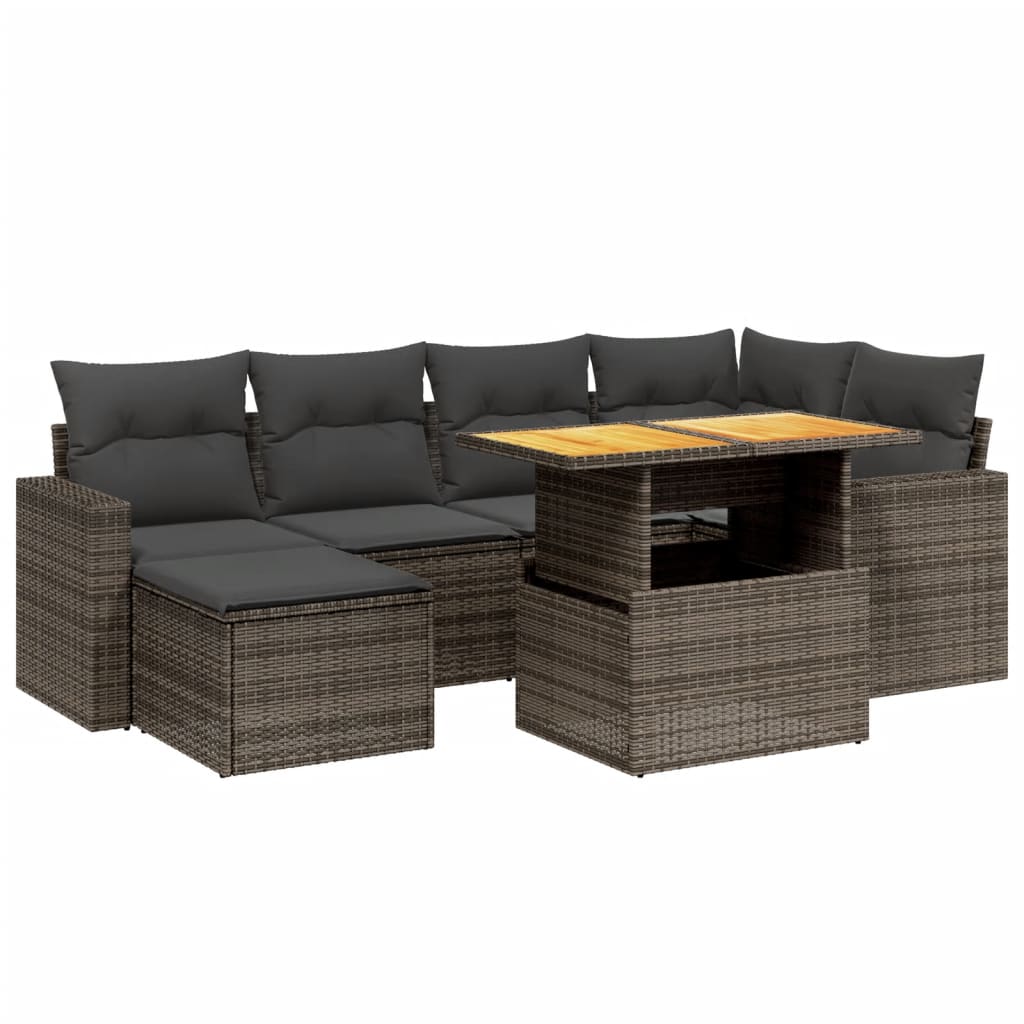 11 Piece Patio Sofa Set with Cushions Gray Poly Rattan