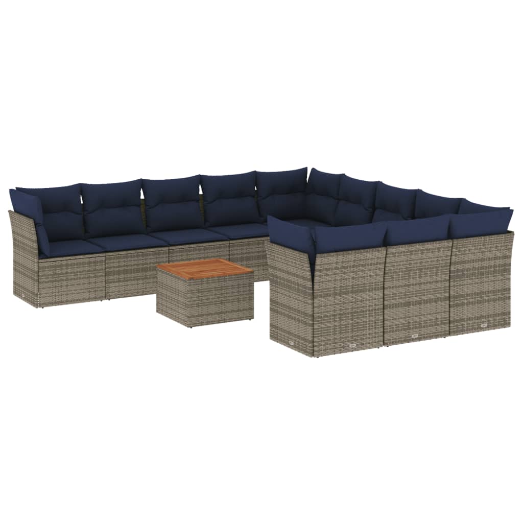 12 Piece Patio Sofa Set with Cushions Gray Poly Rattan
