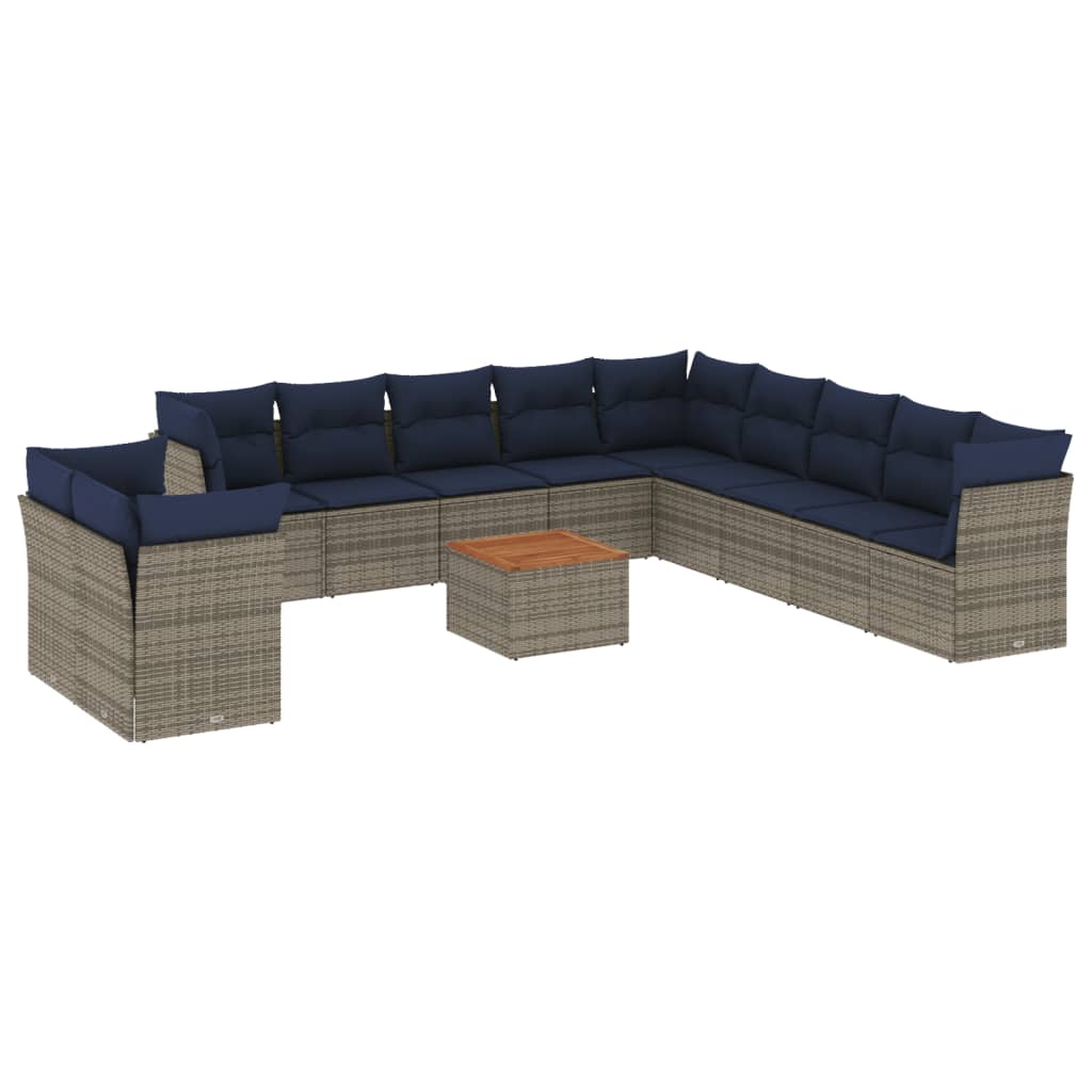 12 Piece Patio Sofa Set with Cushions Gray Poly Rattan