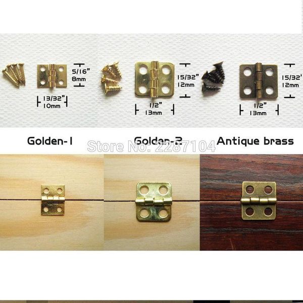 12-piece mini antique brass jewelry chest gift set with wooden music box and dollhouse cabinet door hinges