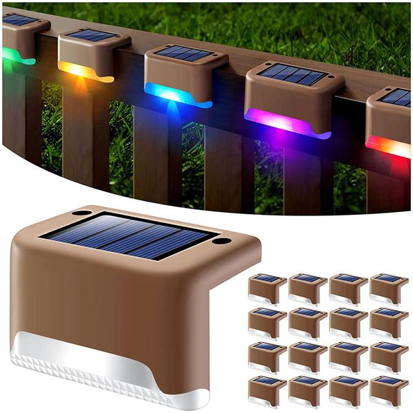 16-pack waterproof solar-powered LED deck lights for outdoor stairs, patios, paths, and garden decoration