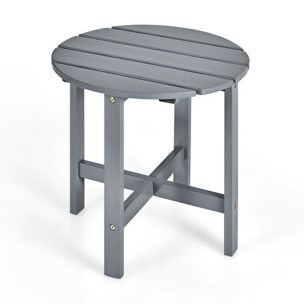 18-inch round wooden slat coffee table for outdoor patio use