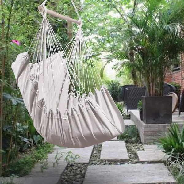 1pc portable hammock for travel, camping, home, or garden, featuring rainbow stripe canvas design