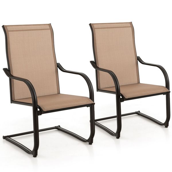 2 Comfortable C-Spring Patio Chairs with Airy Fabric