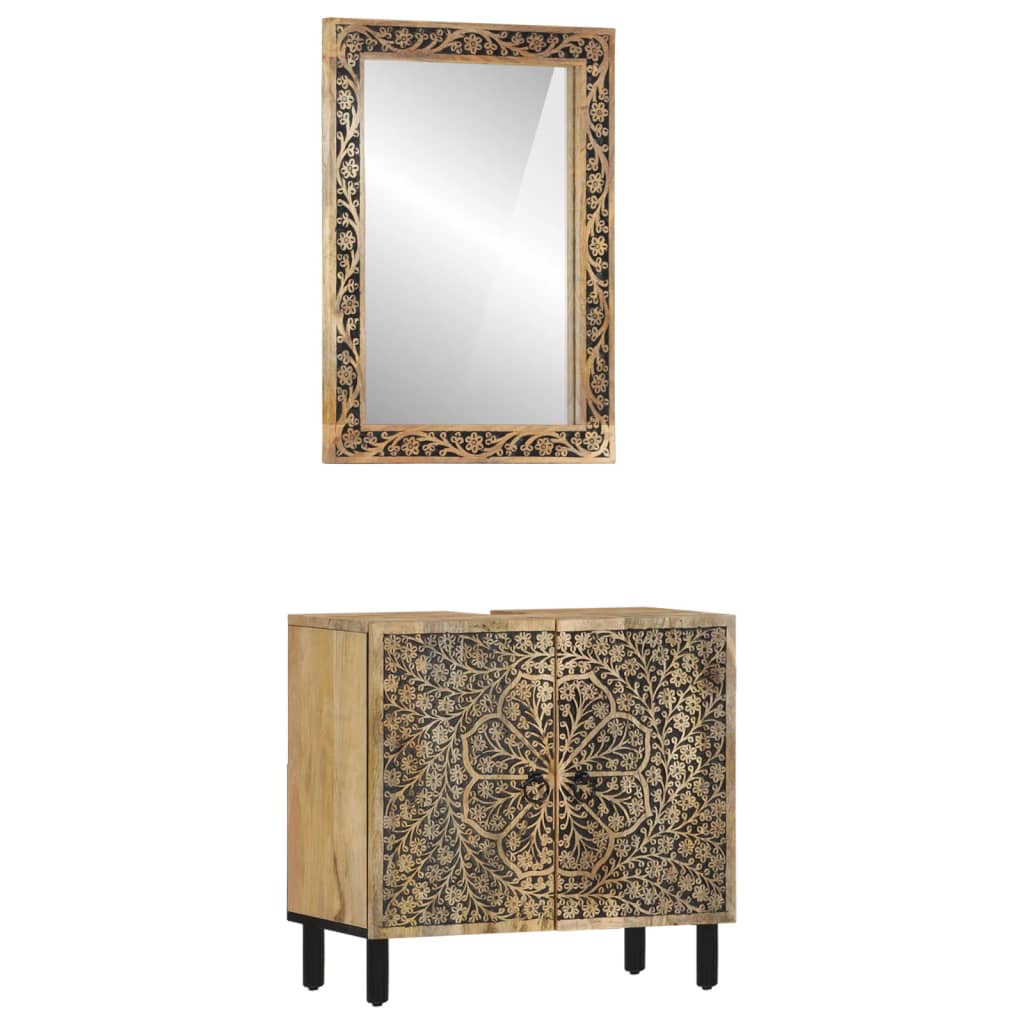 2 Piece Bathroom Furniture Set Solid Wood Mango