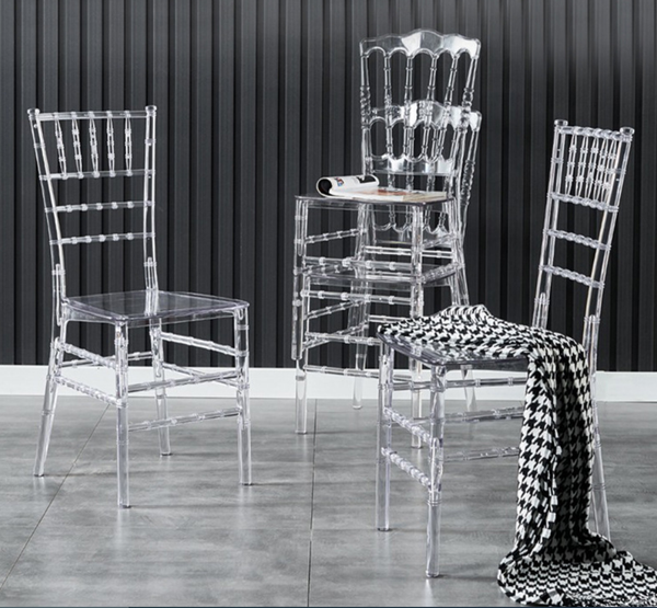 20 elegant crystal acrylic chairs for weddings, parties, and baby showers in gold, silver, white, or black