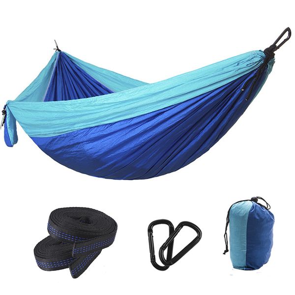 210T nylon parachute fabric hammock for two, large outdoor lightweight portable cot bed swing, camping gear measuring 270x140cm