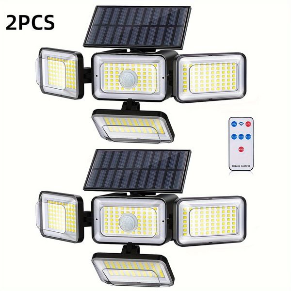 2/4/6 solar-powered motion-sensing outdoor LED lights with remote, waterproof and long battery life