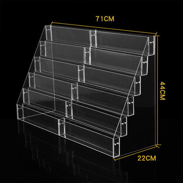 2-6 tier acrylic book display stand for desks, serving as a bookshelf, newspaper holder, magazine rack, and storage organizer