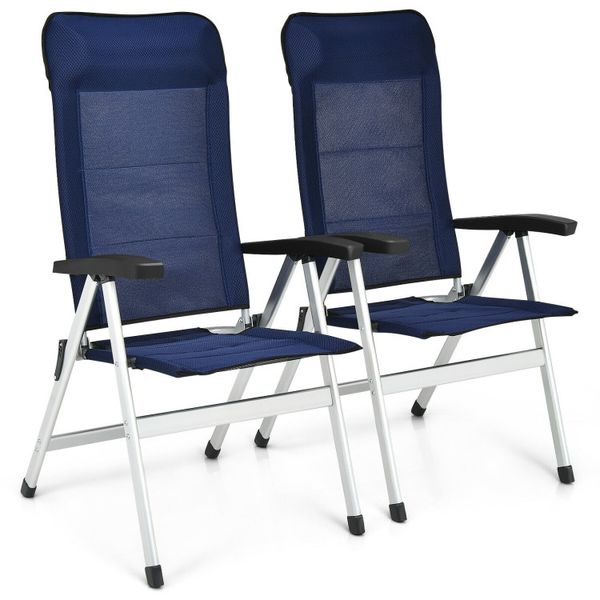 2-Piece patio dining chairs featuring adjustable portable headrests