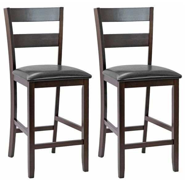 2-Piece upholstered bar stools with PU leather covers, counter height