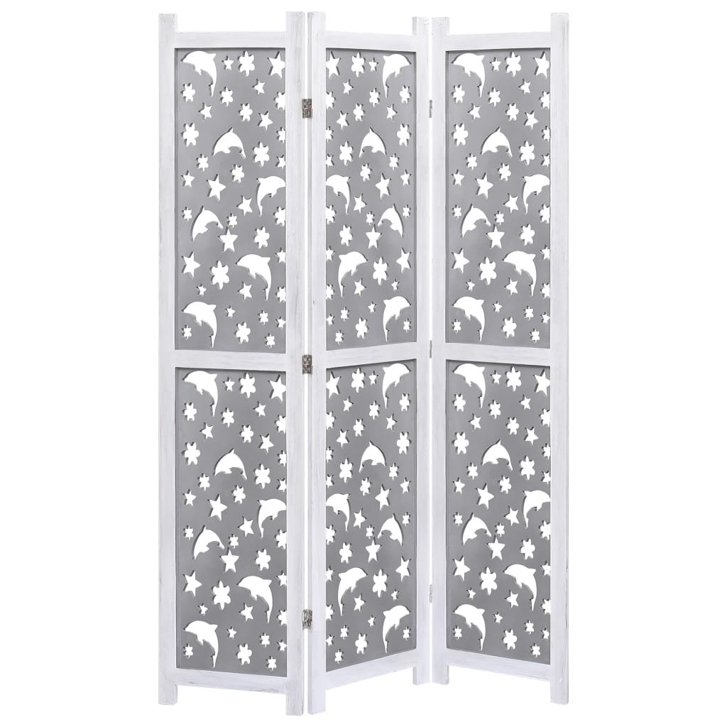 3-Panel Room Divider Gray 41.3