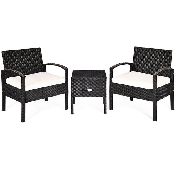 3-piece PE rattan sofa set featuring washable, removable cushions for outdoor use
