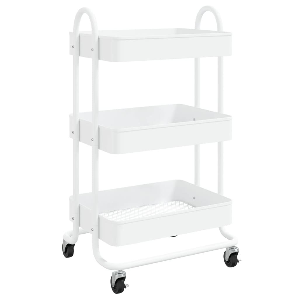 3-Tier Trolley White 16.9"x13.4"x31.1" Steel