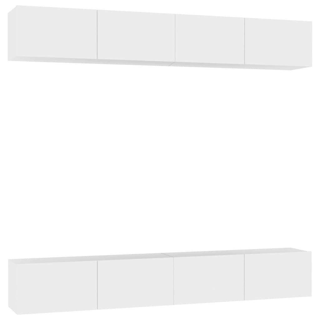 4 Piece TV Cabinet Set White 39.4x11.8x11.8" Engineered Wood (801481x4)
