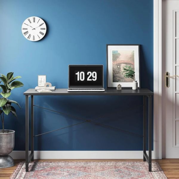 47-inch black CubiCubi Computer Desk, a sleek modern home office table ideal for studying, working, or writing