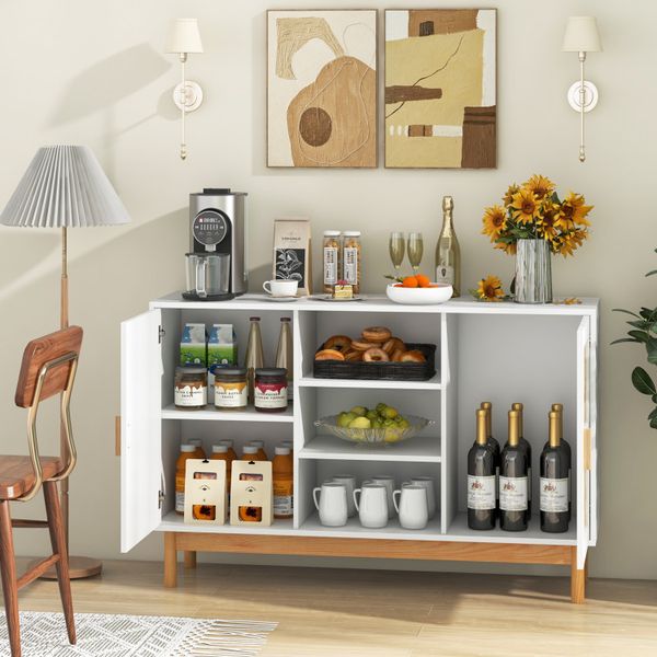 48-inch sideboard buffet with 2 bamboo doors for floor storage