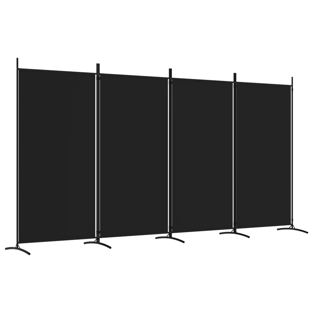 4-Panel Room Divider Black 136.2