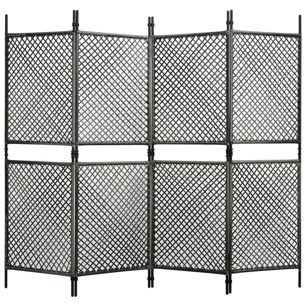 4-Panel Room Divider Poly Rattan Anthracite 94.5