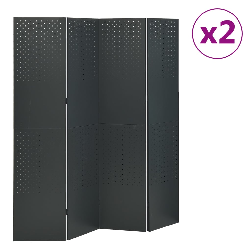 4-Panel Room Dividers 2 pcs Anthracite 63