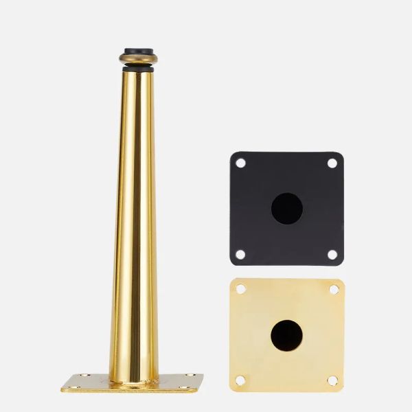 4Pcs Adjustable Gold and Black Tapered Metal Furniture Legs for Tables, Sofas, Cabinets, and Chairs