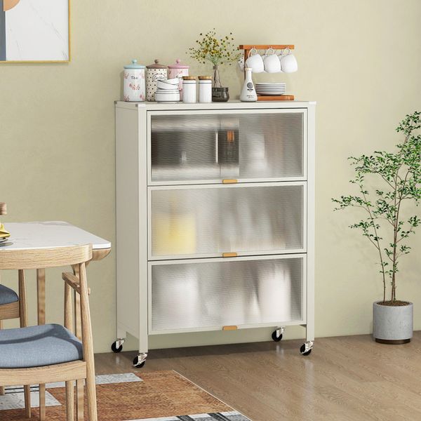 4-Tier Kitchen Bakers Rack with Flip Doors