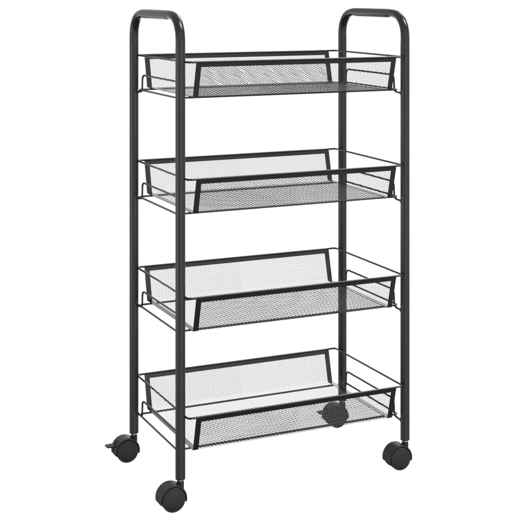 4-Tier Kitchen Trolley Black 18.1