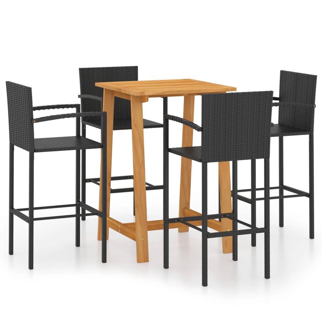 5 Piece Patio Bar Set Black