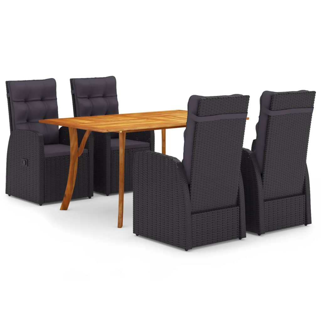 5 Piece Patio Dining Set Black