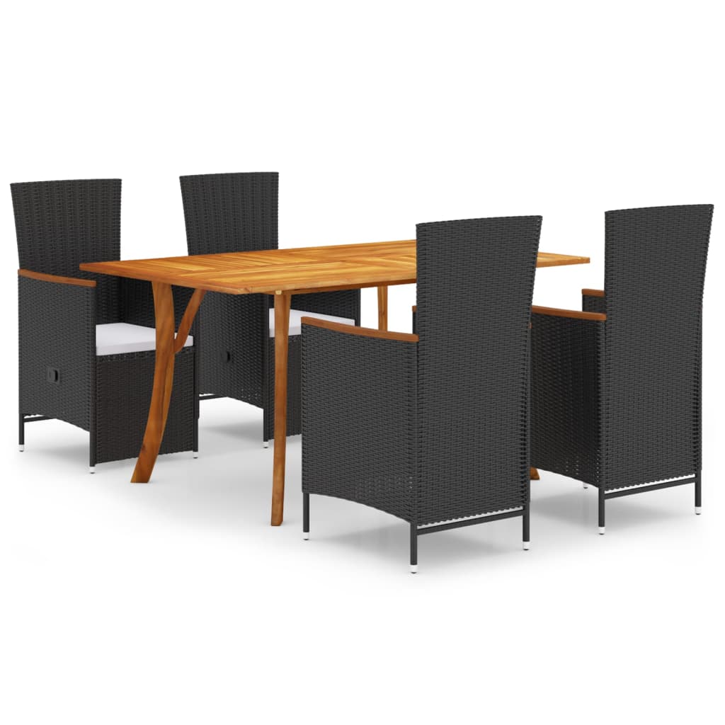5 Piece Patio Dining Set Black