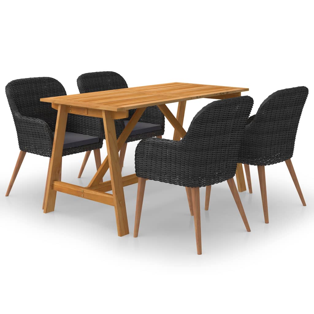5 Piece Patio Dining Set Black