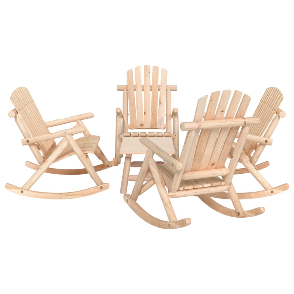 5 Piece Patio Lounge Set Solid Wood Spruce