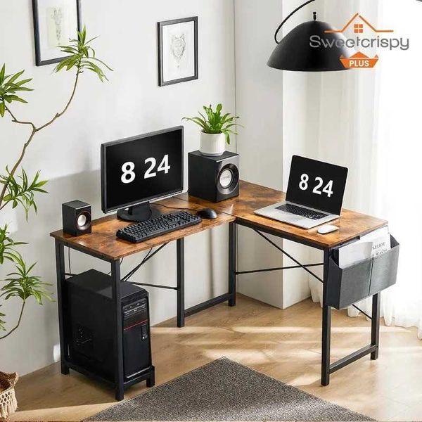 50-inch L-shaped computer desk with CPU stand and side storage, ideal for gaming or office use