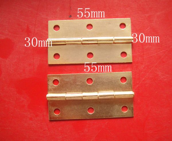 50pcs brass-plated rectangular hinges, 55x30mm, for wooden boxes, cabinets, and home furniture embellishments