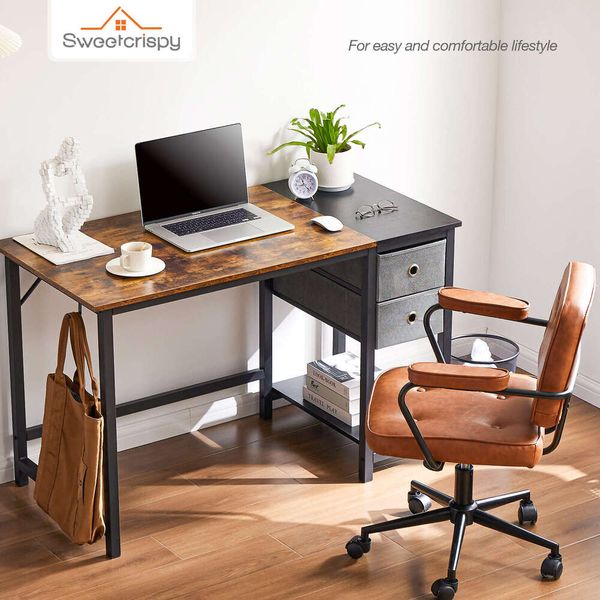 55-inch computer desk for home office with two drawers