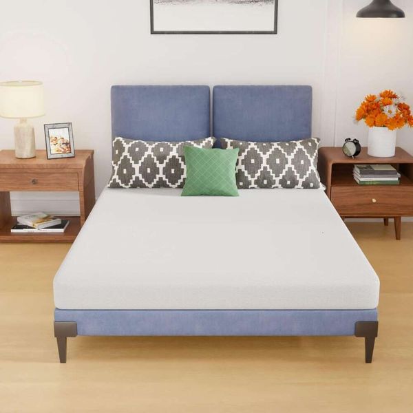 5-inch gel memory foam mattress with medium firmness, CertiPUR-US certified, comes in a box, full size for pressure relief, white color
