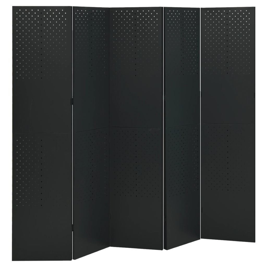 5-Panel Room Divider Black 78.7