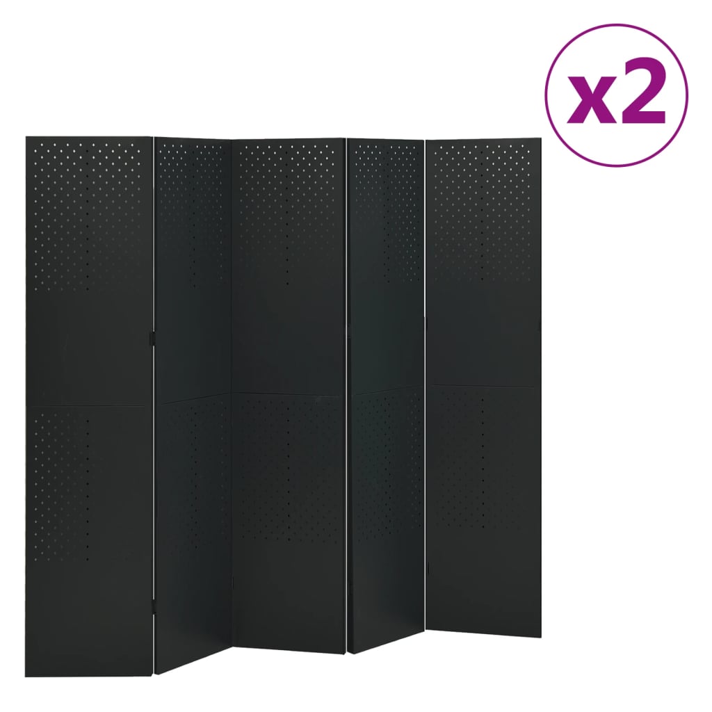 5-Panel Room Dividers 2 pcs Black 78.7