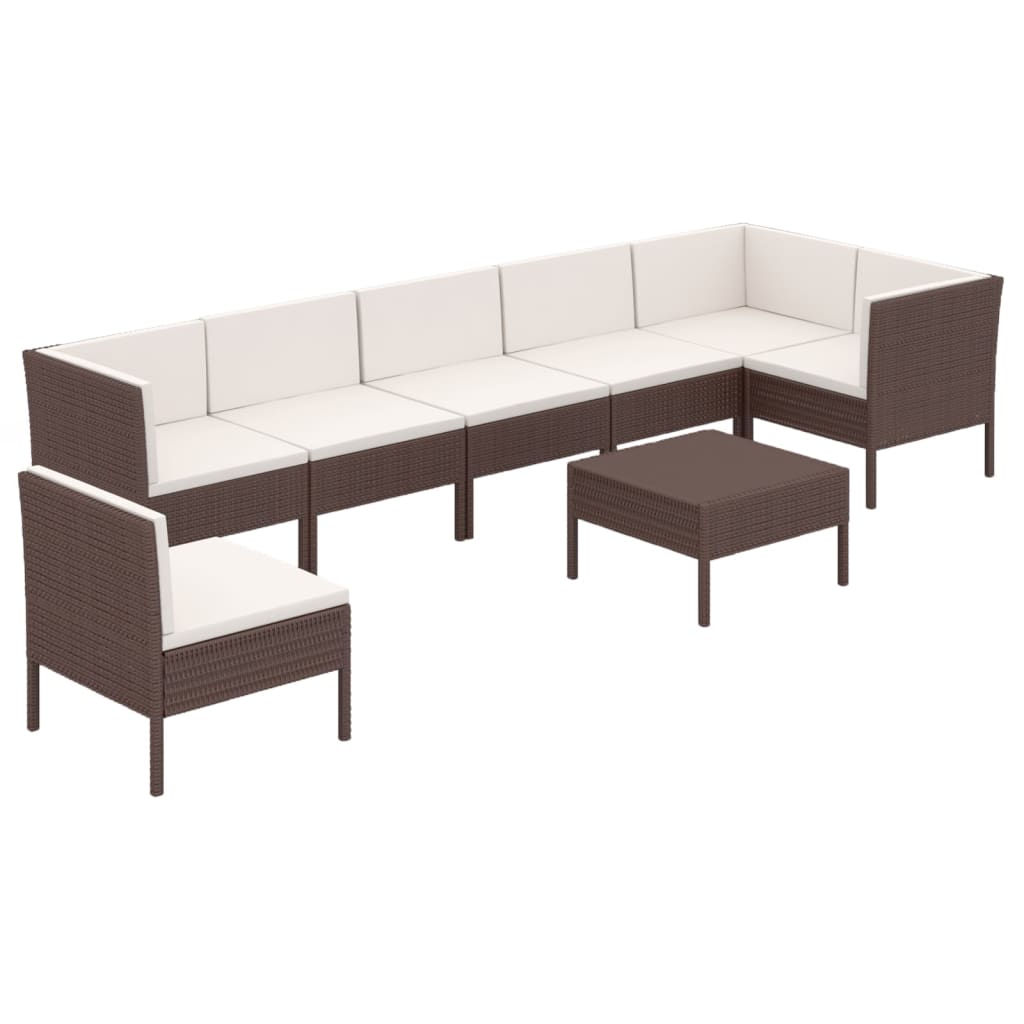 6 Piece Patio Lounge Set with Cushions Poly Rattan Gray