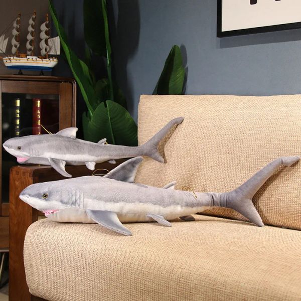 60-140cm Cute Great White Shark Plush Toy, Soft Shark Pillow, High-Quality Anime Gift Doll for Kids