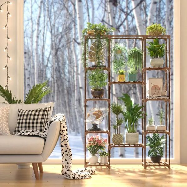 62.2-inch tall multi-tier plant shelf for indoor or outdoor use