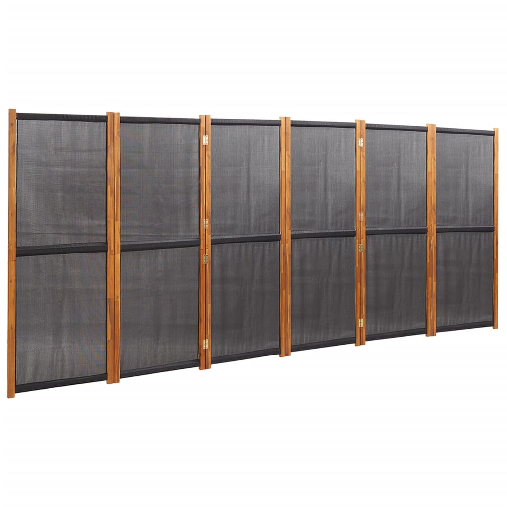6-Panel Room Divider Black 165.4