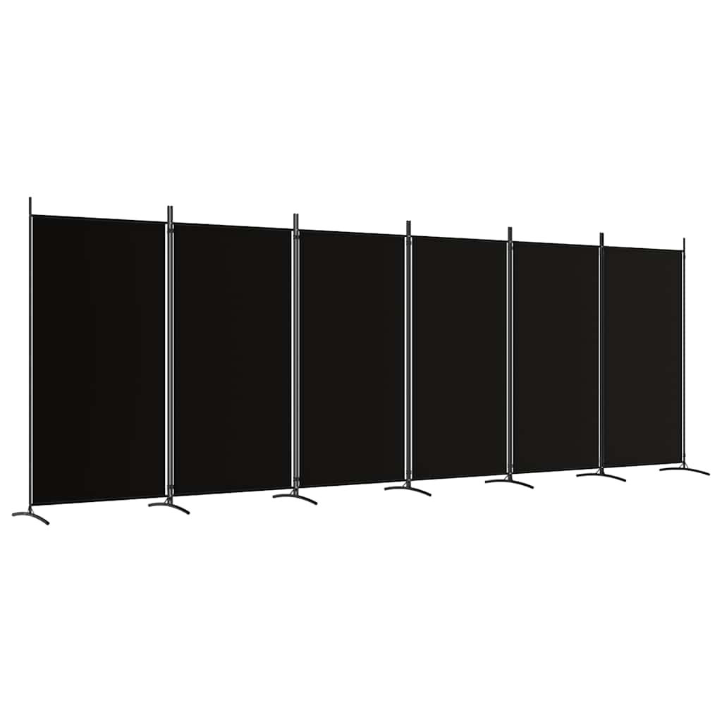 6-Panel Room Divider Black 204.7