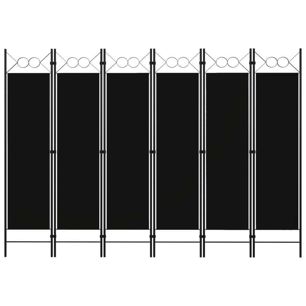 6-Panel Room Divider Black 94.5