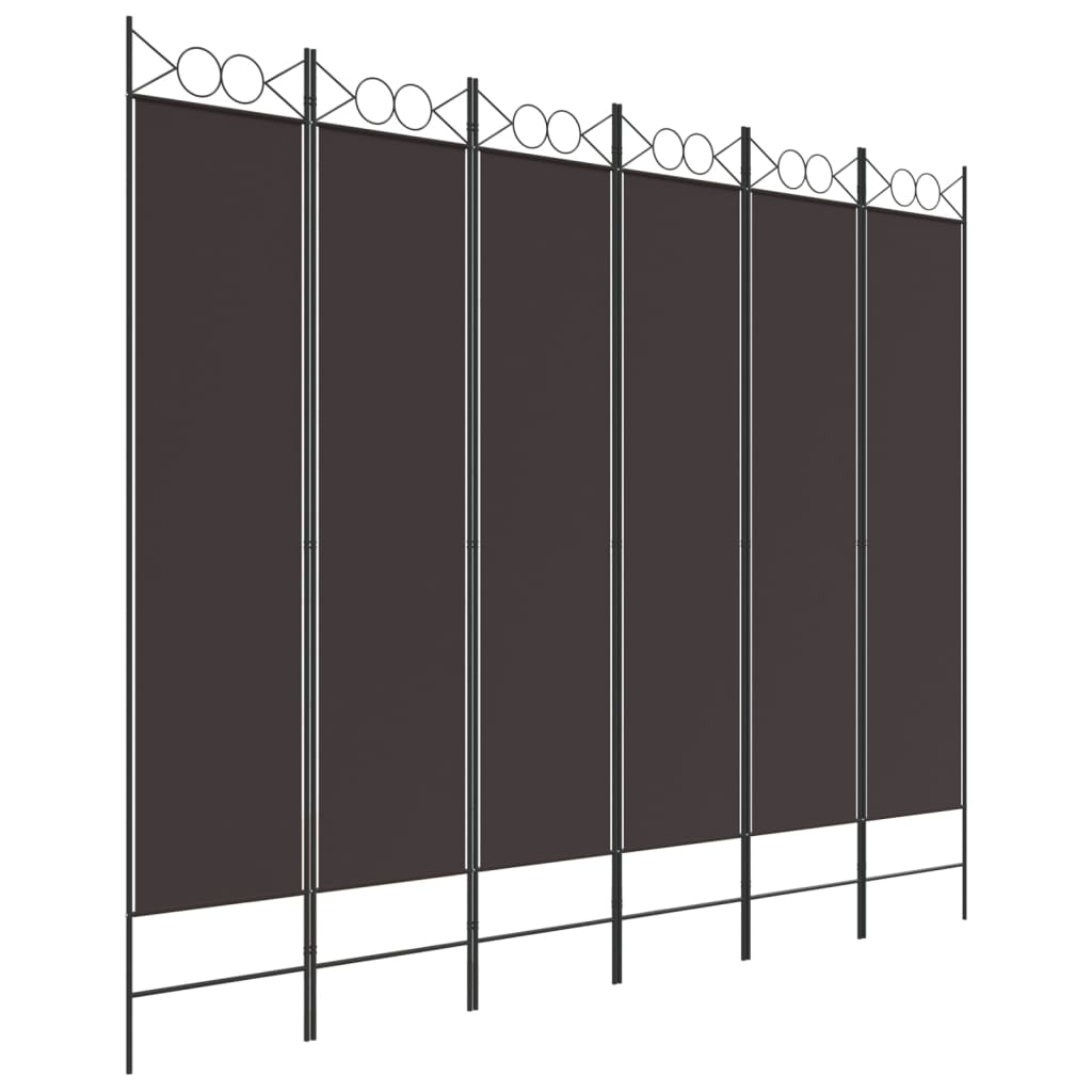 6-Panel Room Divider Brown 94.5