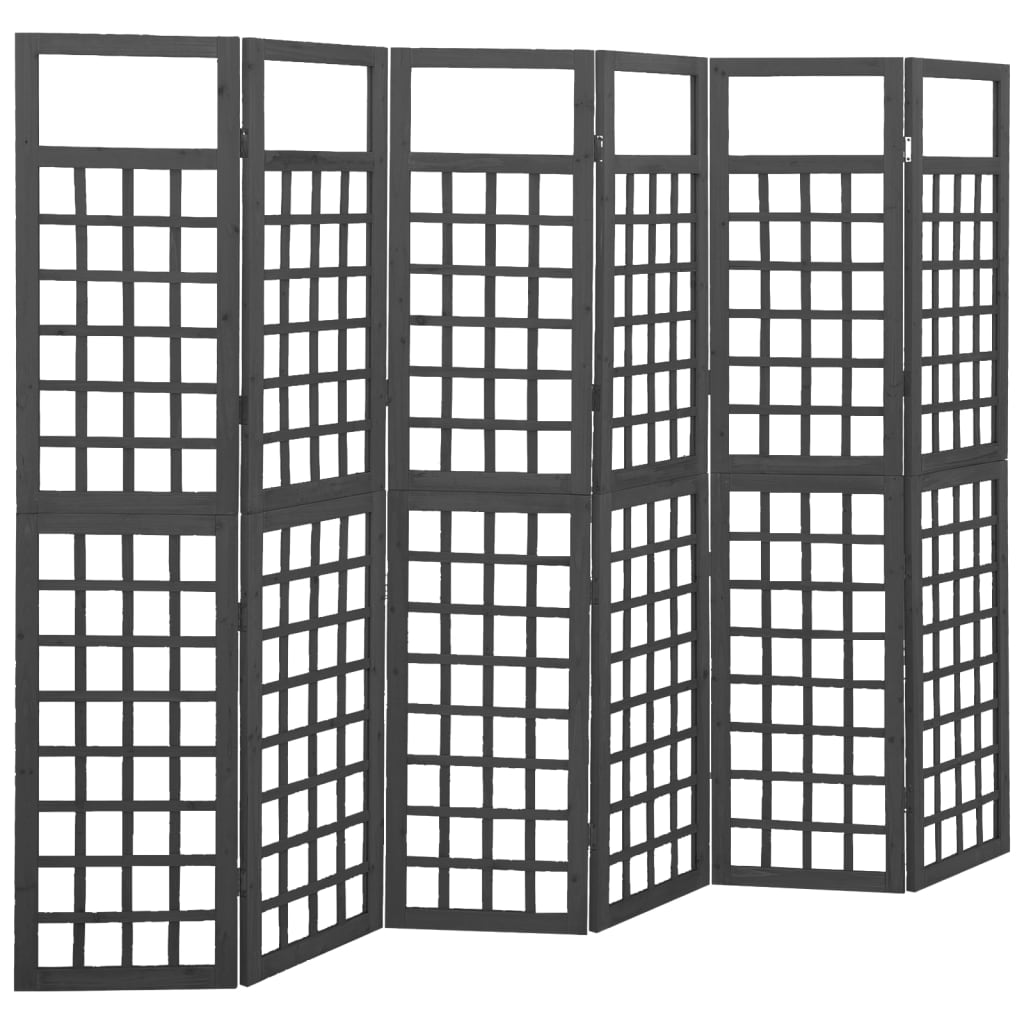6-Panel Room Divider/Trellis Solid Fir Wood Black 95.5