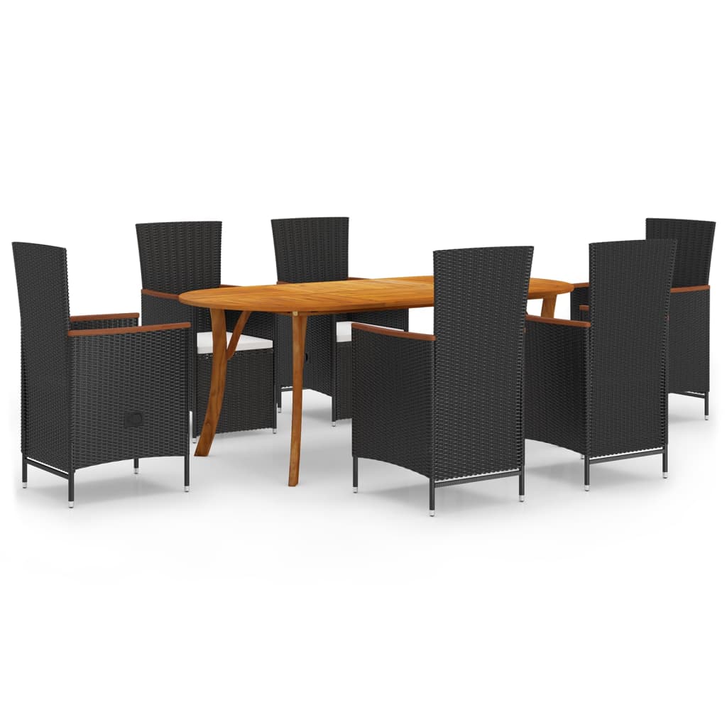 7 Piece Patio Dining Set Black