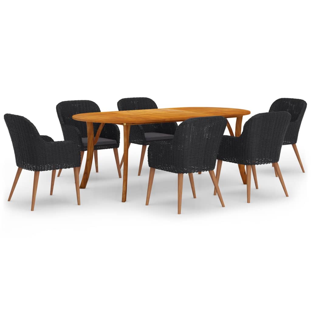 7 Piece Patio Dining Set Black