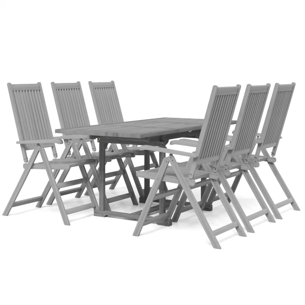 7 Piece Patio Dining Set Solid Wood Acacia
